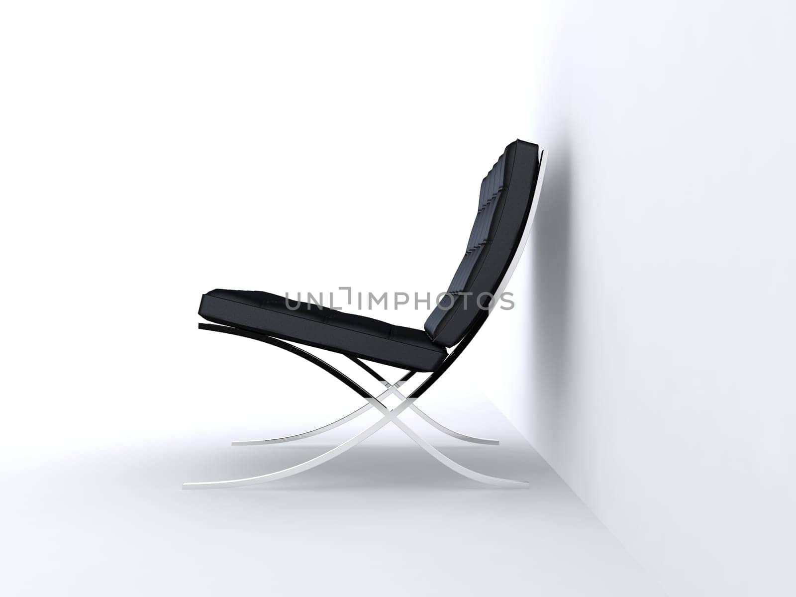 3d rendered illustration of one black leather chair