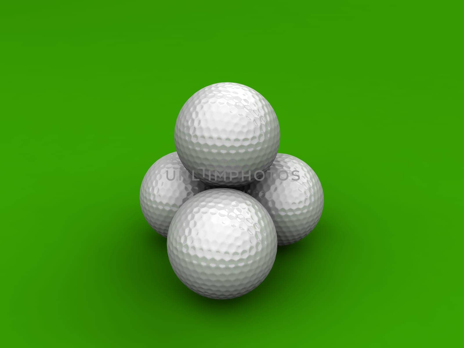 3d rendered illustration of some golf balls on a green background