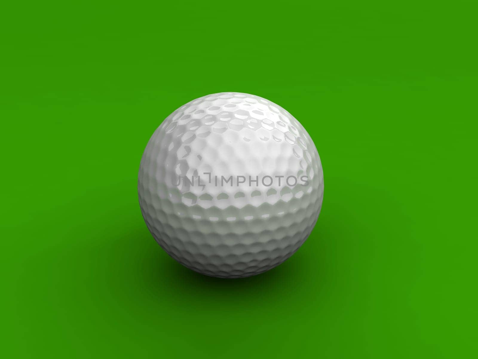 3d rendered illustration of one golf ball on a green background