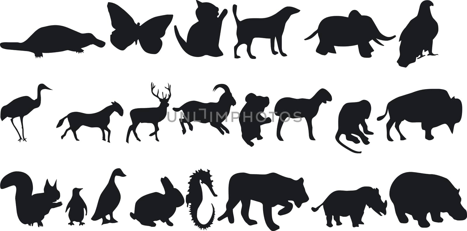 Illustration of Animal Silouettes - Vector