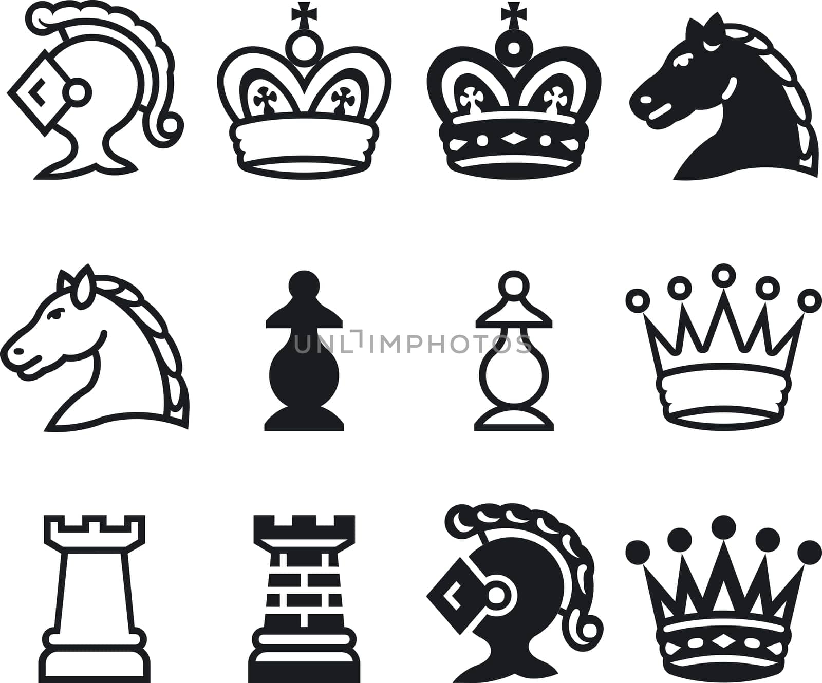 Illustration of Chess Silouettes - Vector