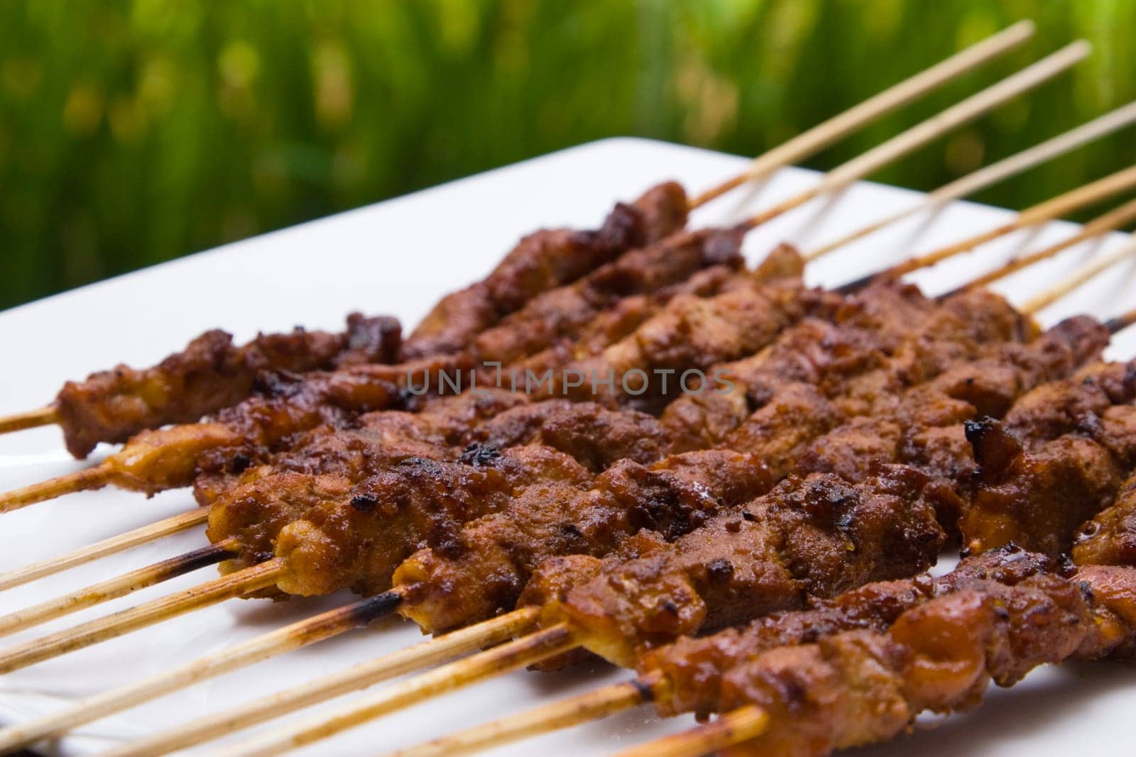 photo of asian food delicious chicken satay skewer