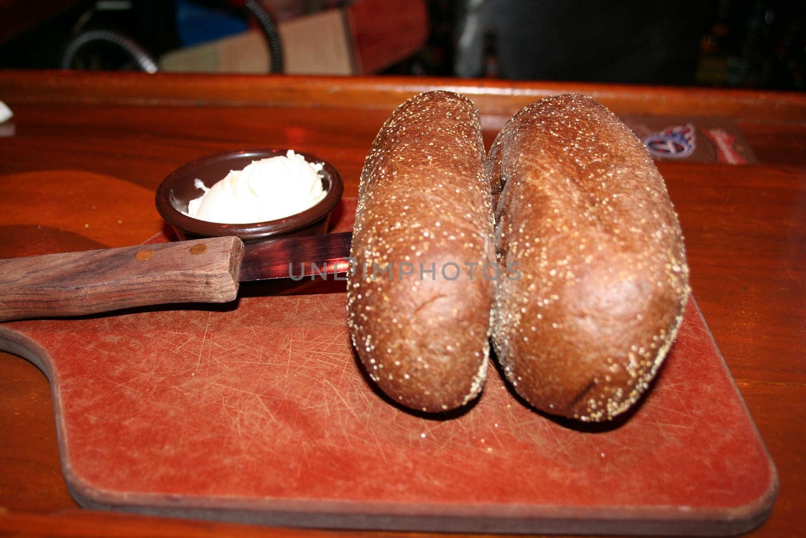 bread and butter at a restaurant