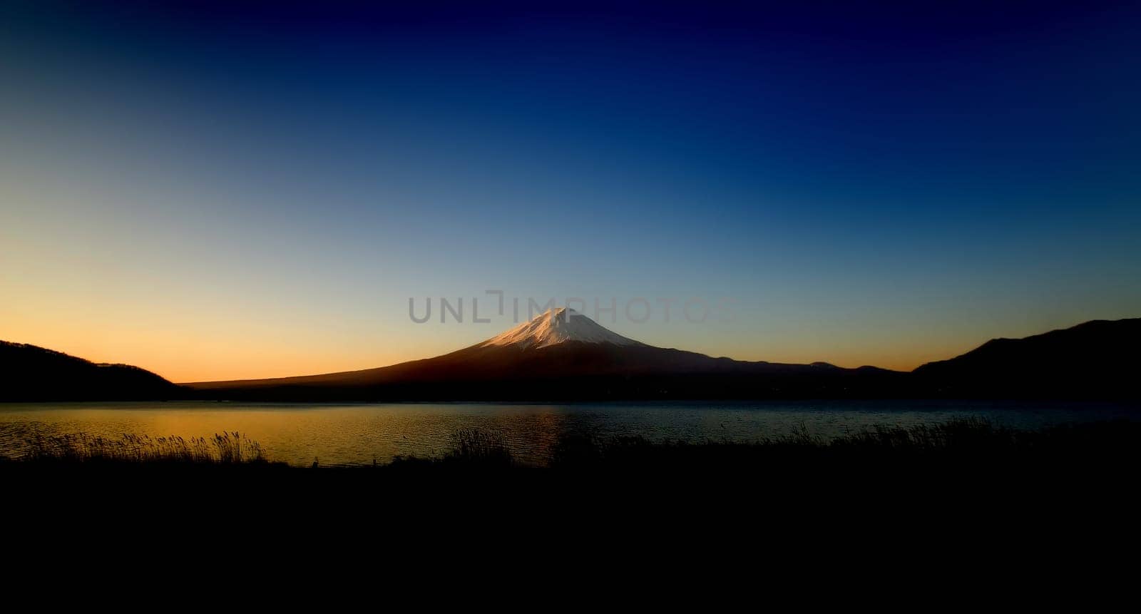 Mount Fuji at sunrise on a winters morning