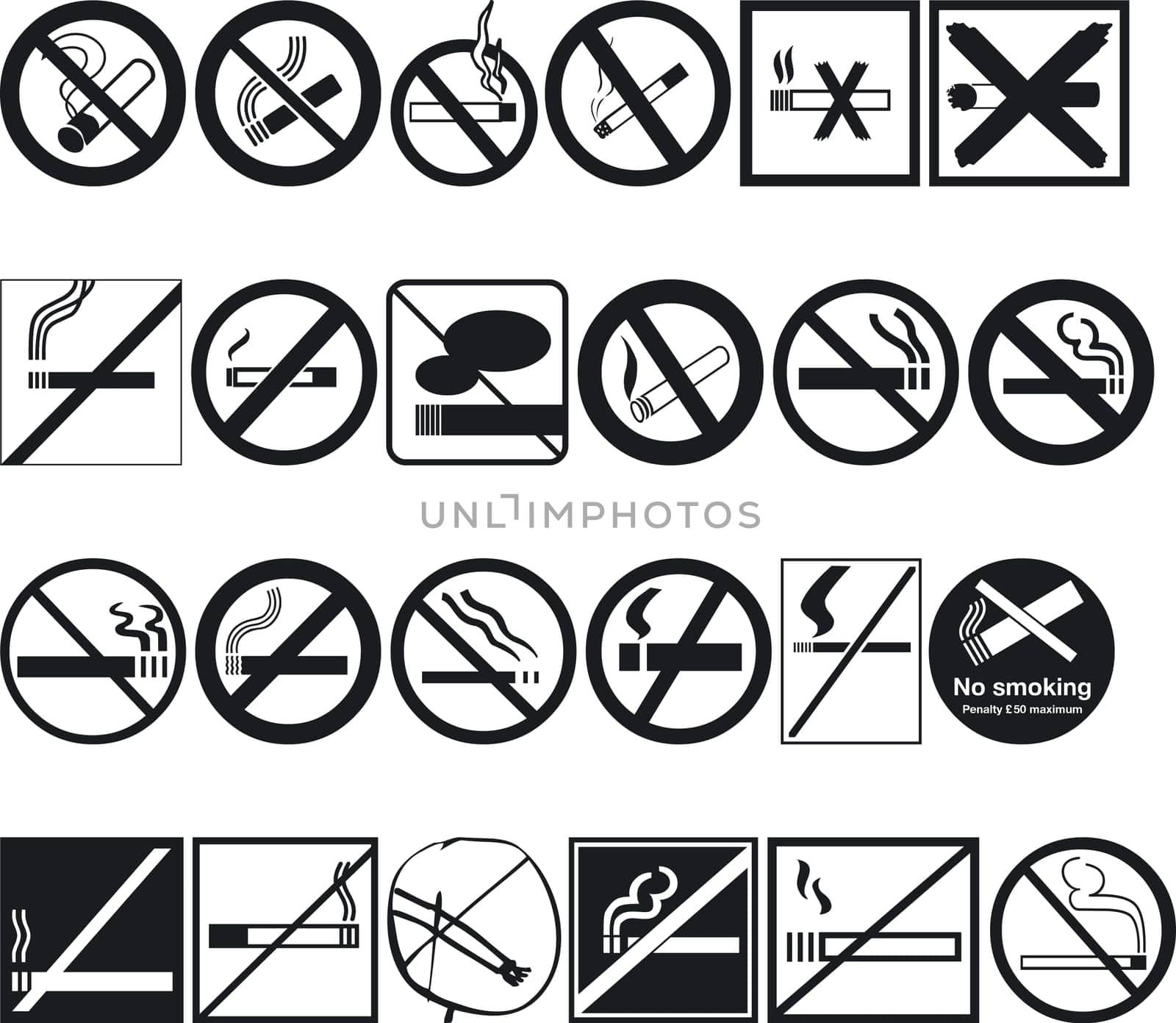 Illustration of No Smoking Silouettes - Vector