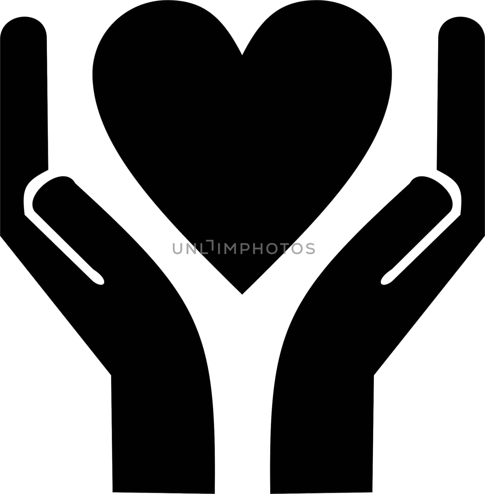 Caring hands as a symbol of love and care