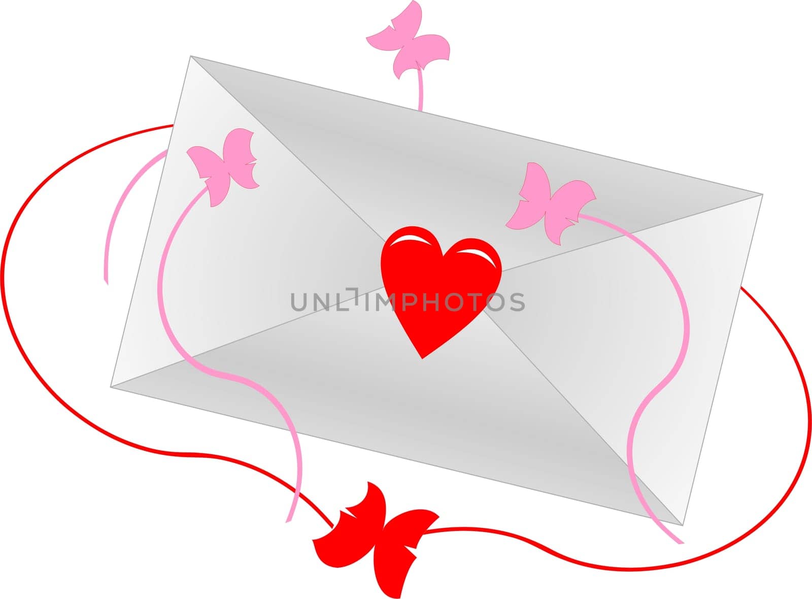Envelope with love confessions with heart and butterflies