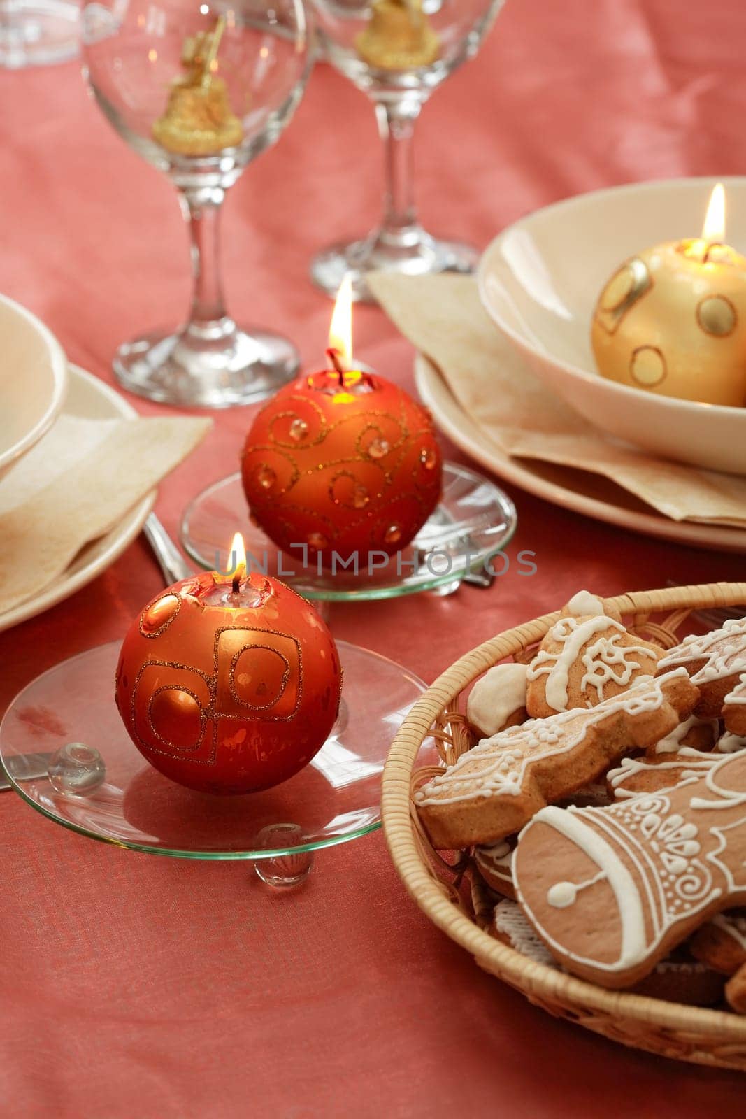Festive table setting for Christmas