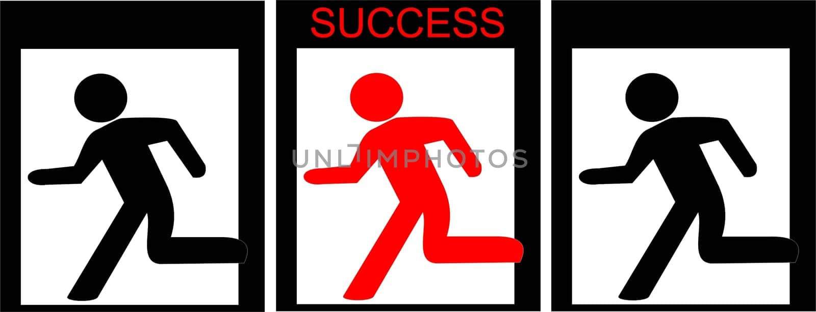 Growing finance success represented by a door leading to success