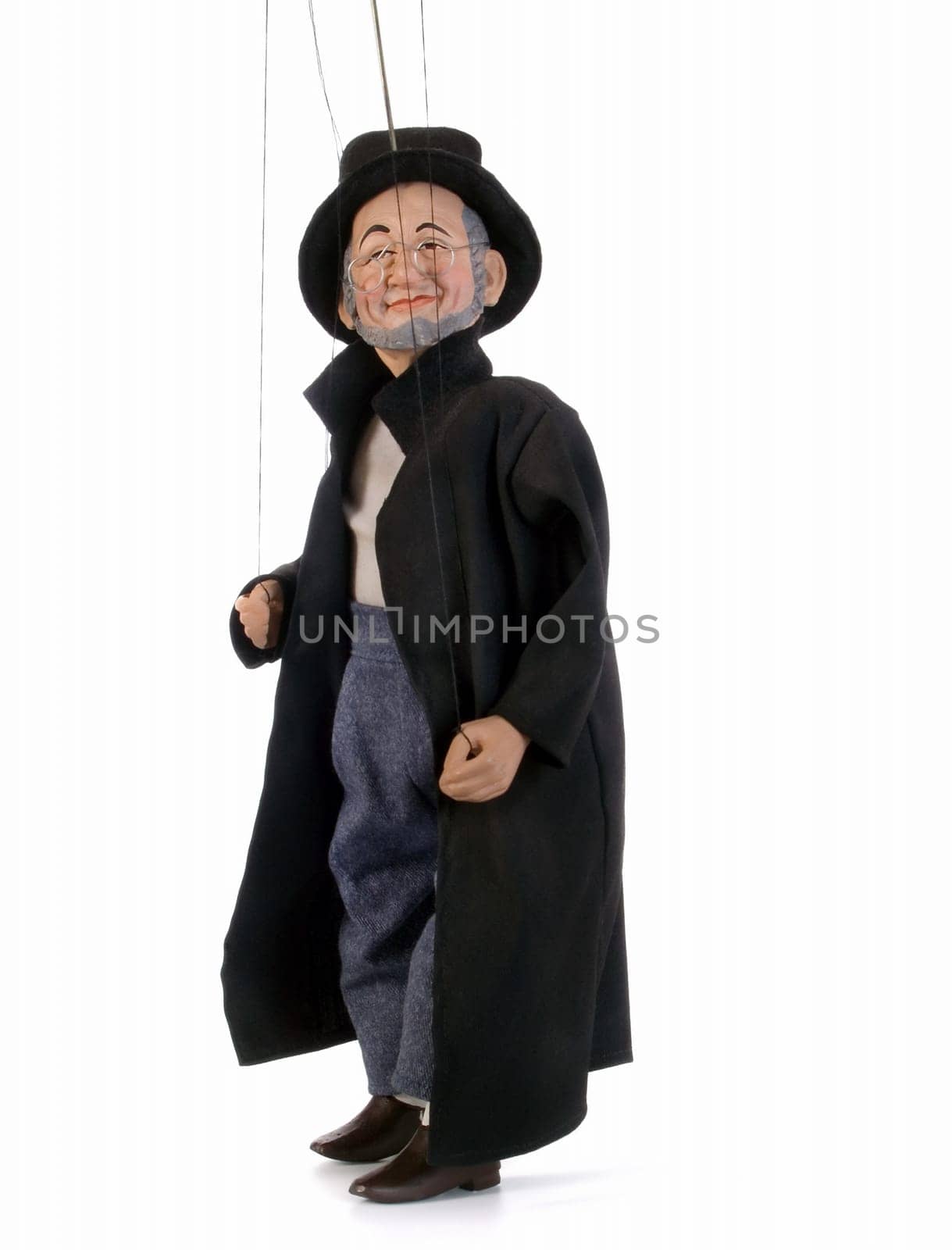 Jewish good man in black lapserdak on white background
