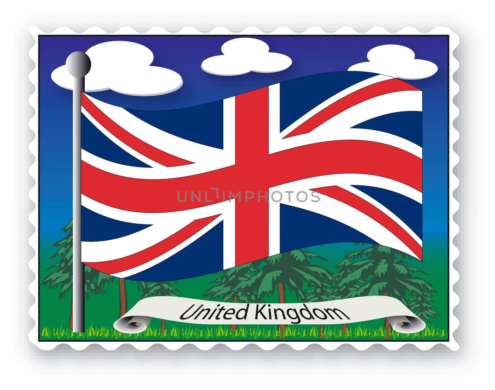 Stamp with flag from United Kingdom- Vector