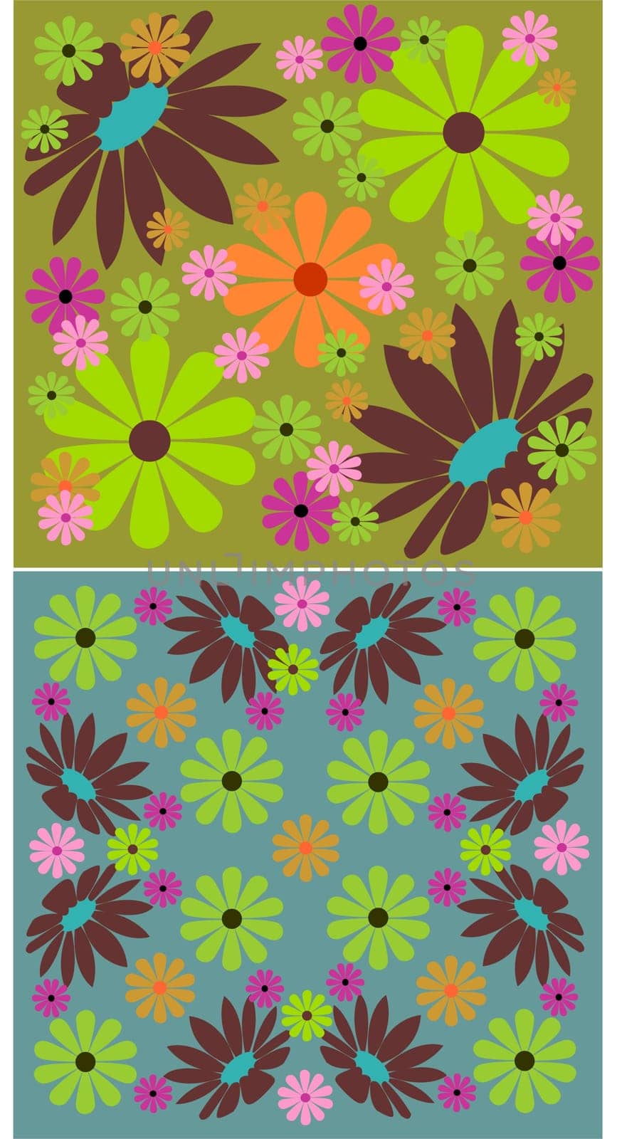 Vector pattern background with colorful flowers