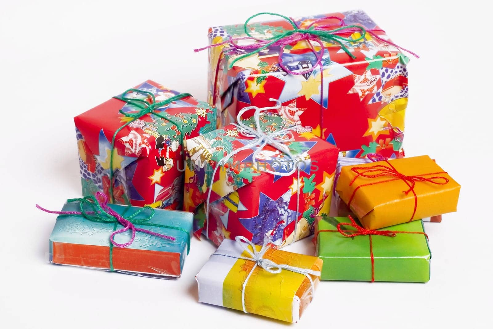 Christmas presents isolated on white