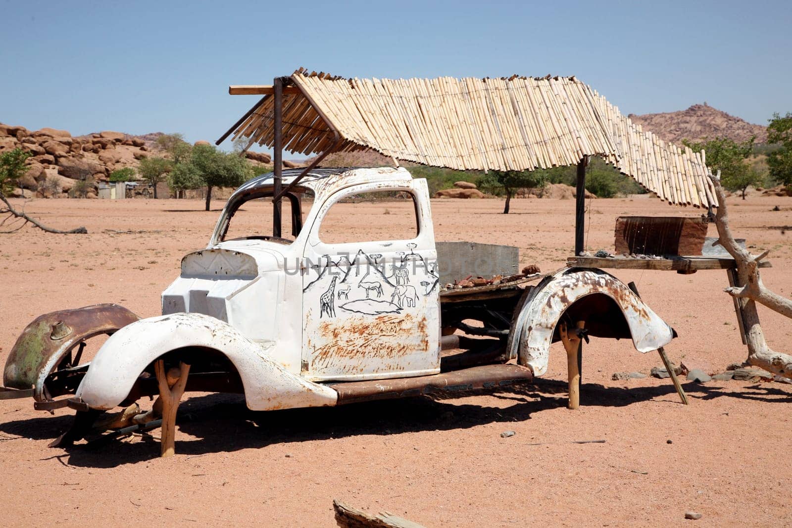 wreck on the roads in Namibia