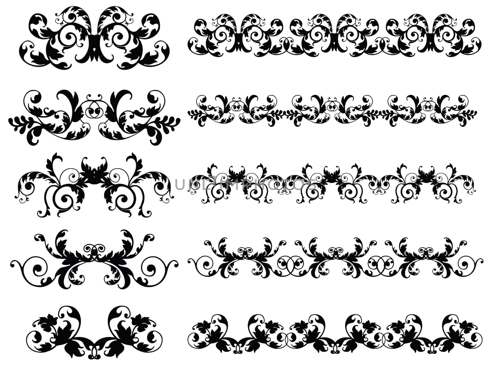 Seamless repeating Floral borders