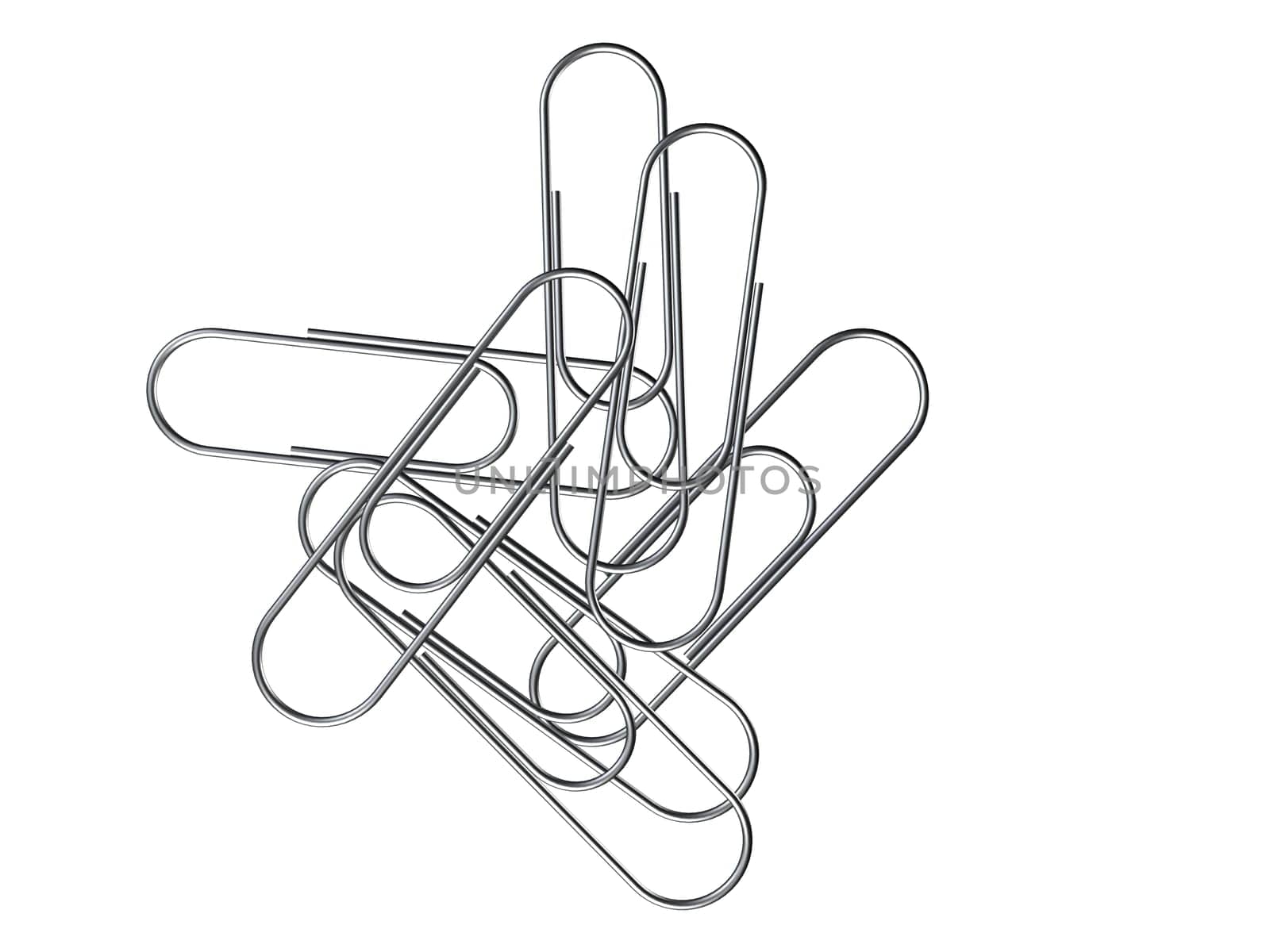 3d rendered ilustration of metal paper clips