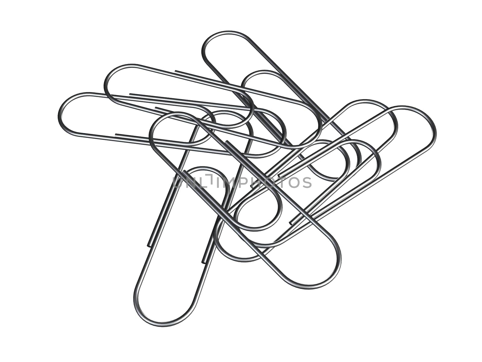 3d rendered ilustration of metal paper clips