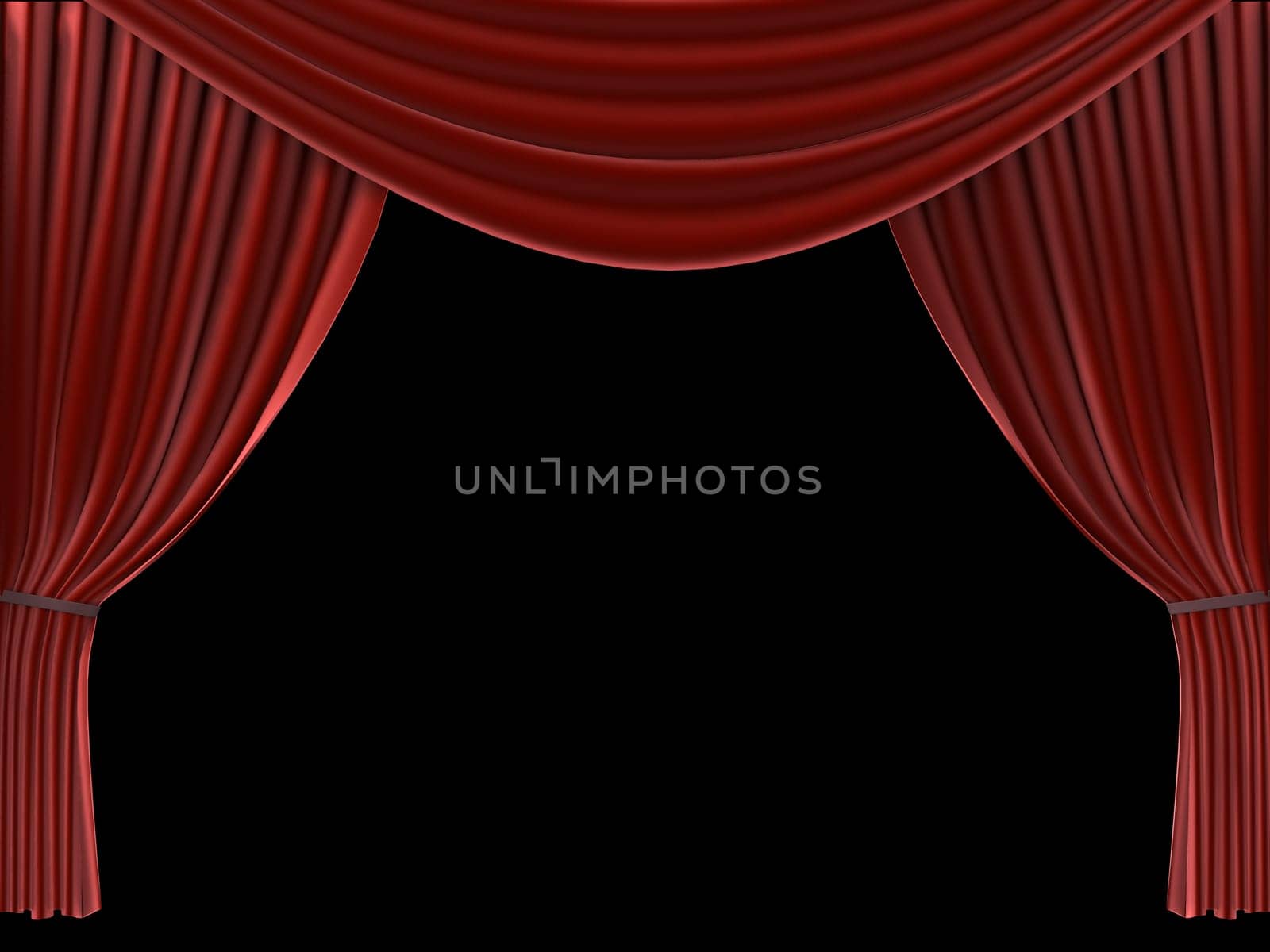 3d renderd illustration of a red theatre curtain