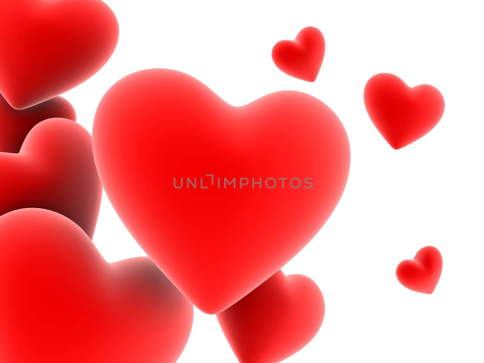 3d rendered illustration of many red hearts