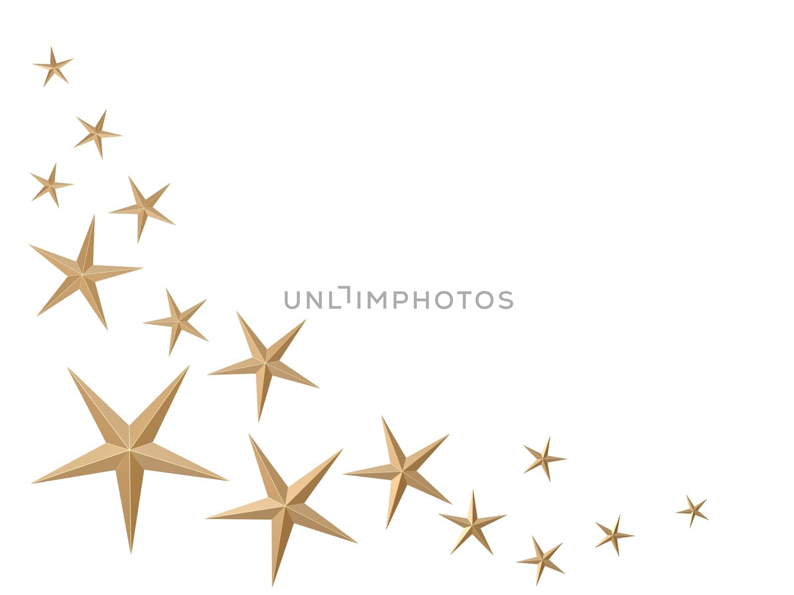 3d rendered illustration of golden stars