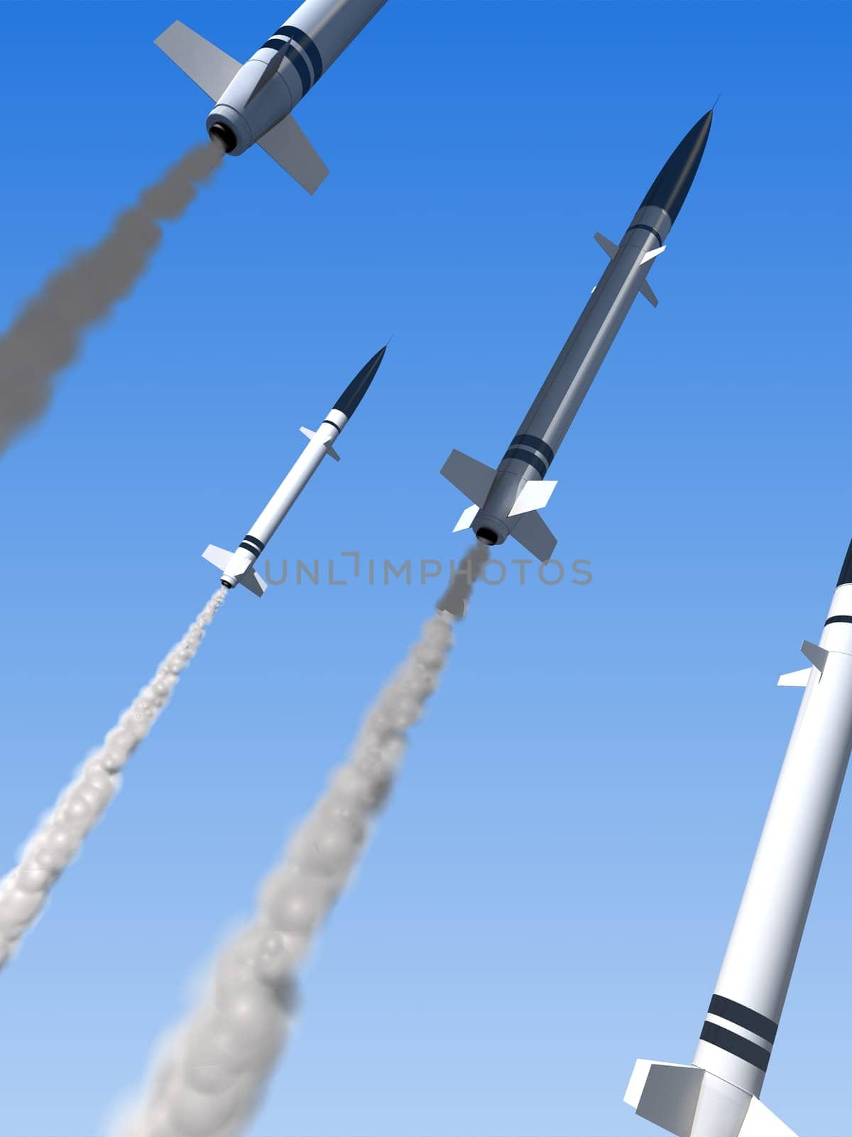 3d rendered illustration of some flying missiles