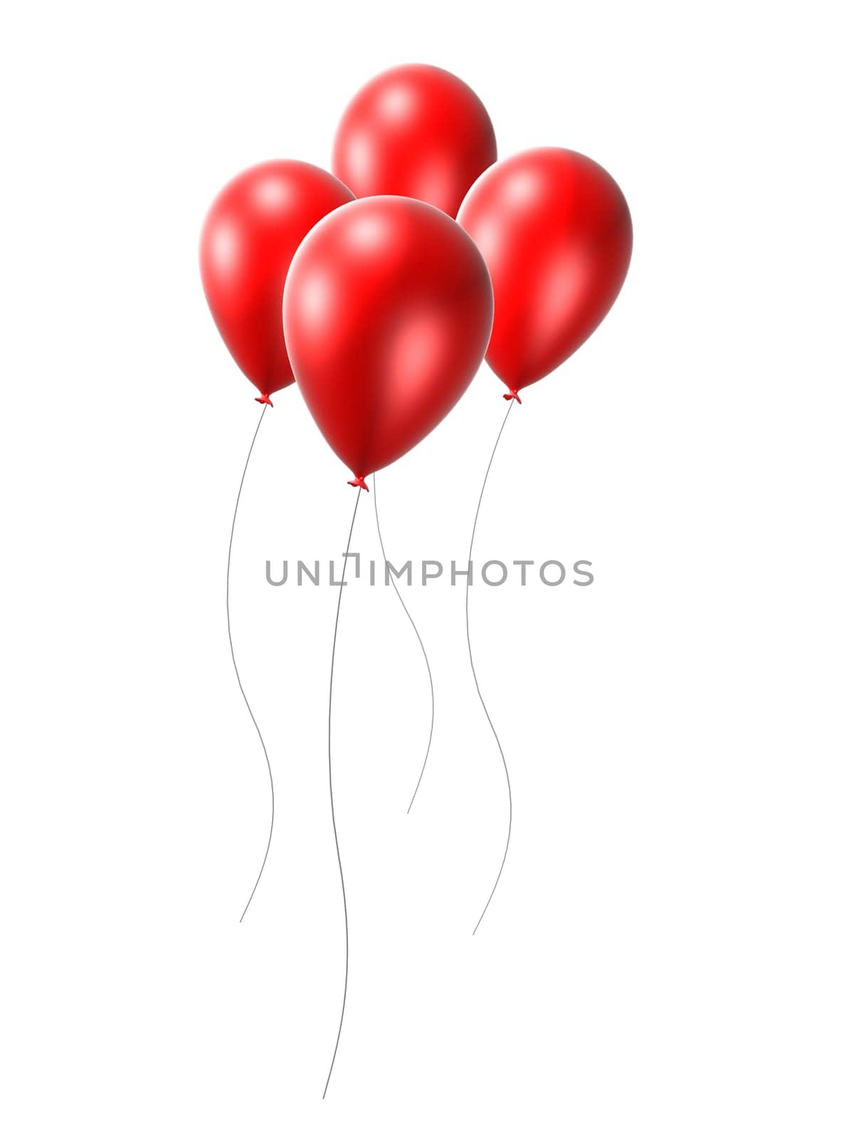 3d rendered illustration of four red balloons