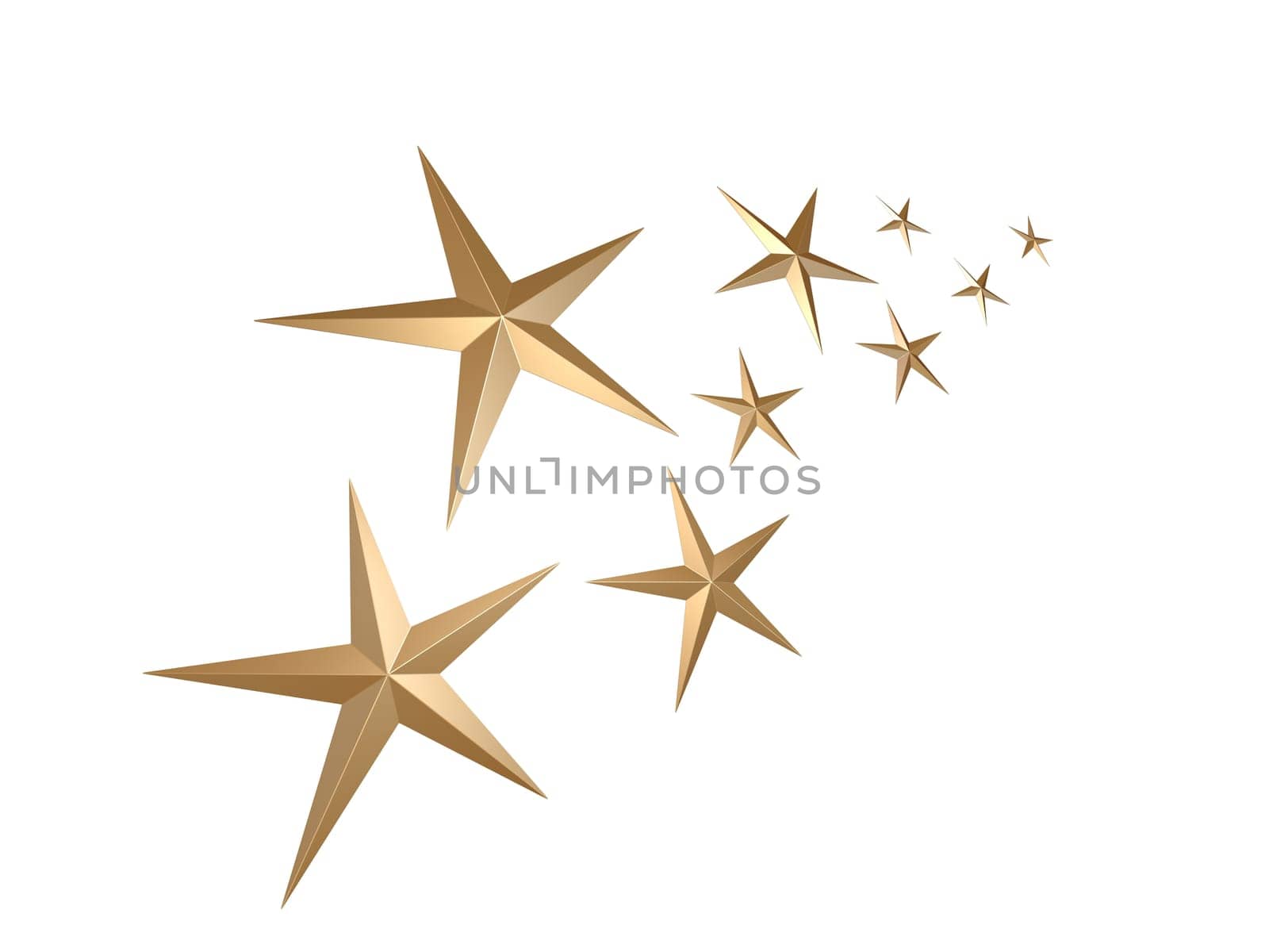 3d rendered illustration of golden stars