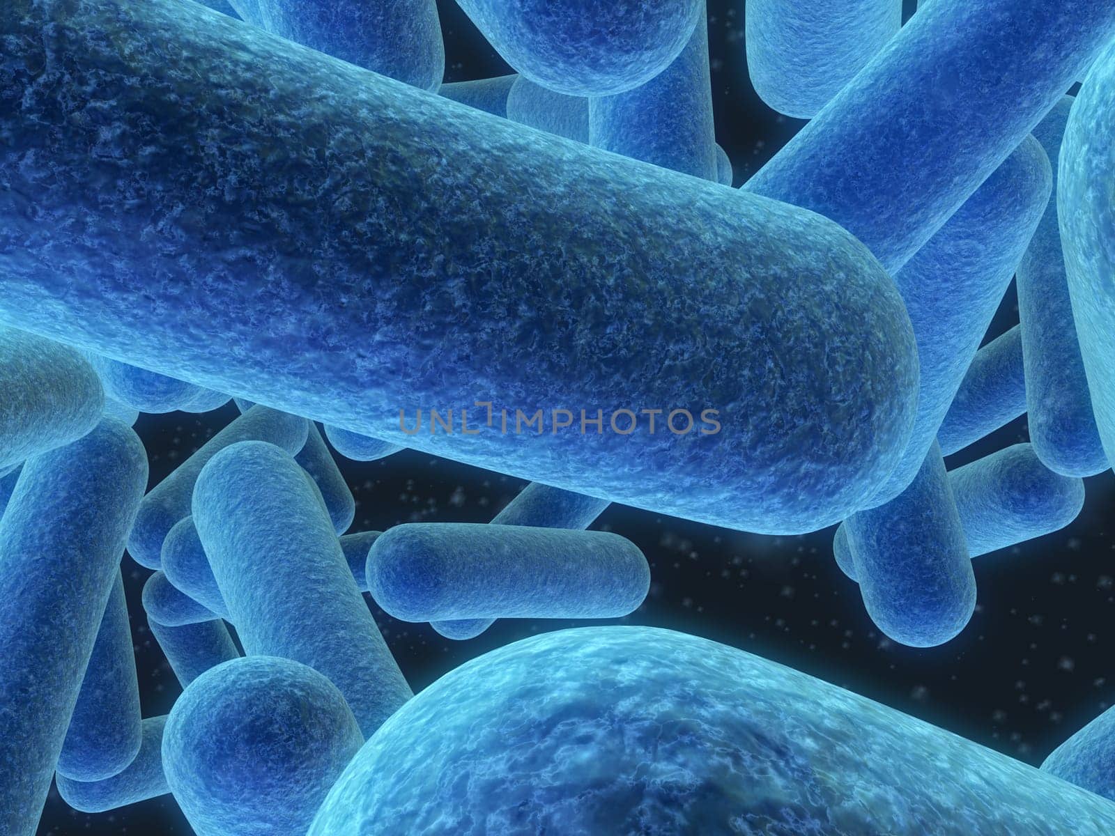 3d rendered close up of blue bacteria