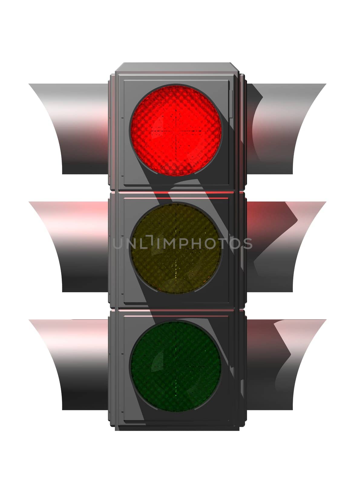 3d rendered illustration of a silver colored traffic light