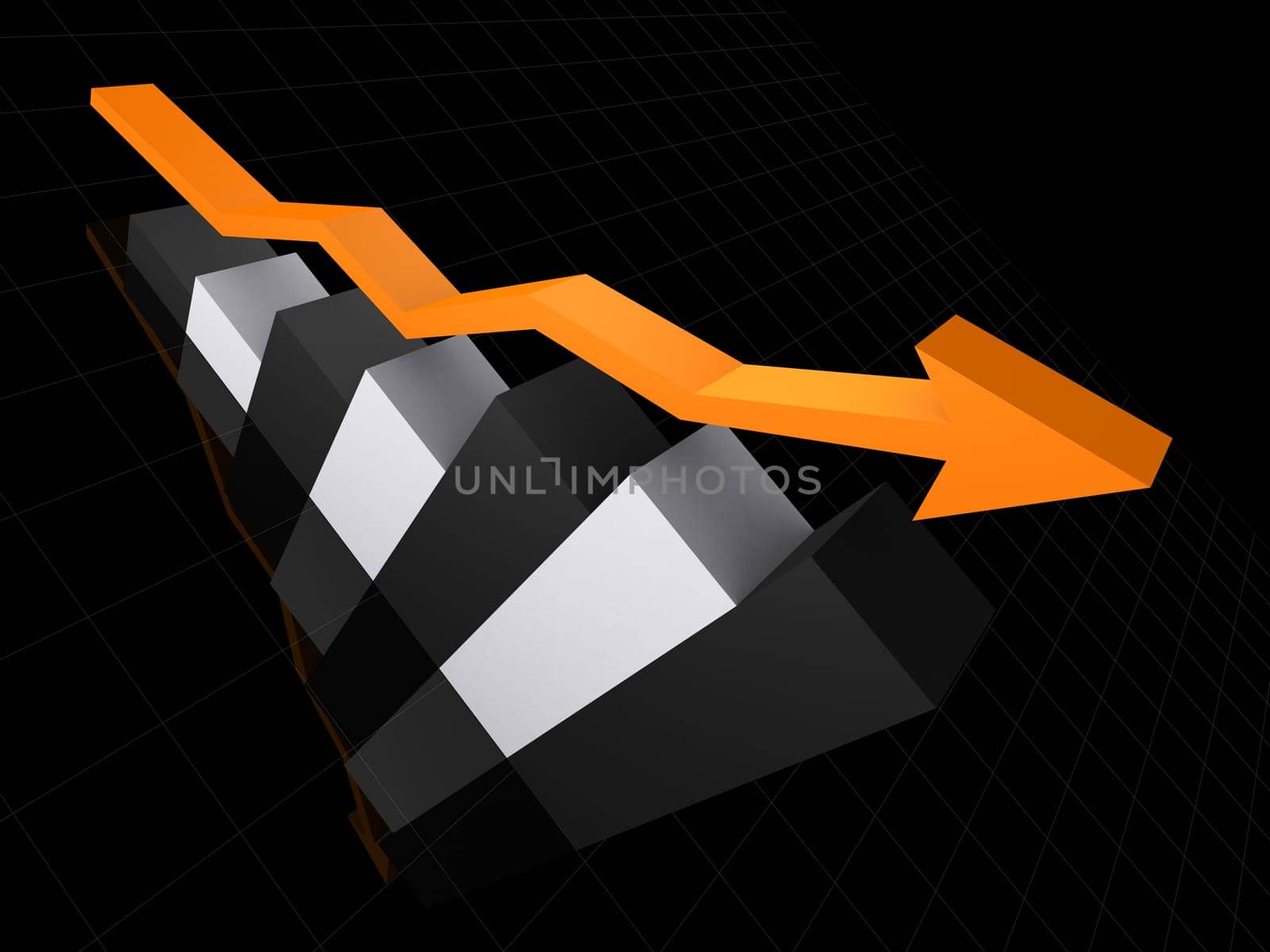 3d rendered illustration of a rising statistic