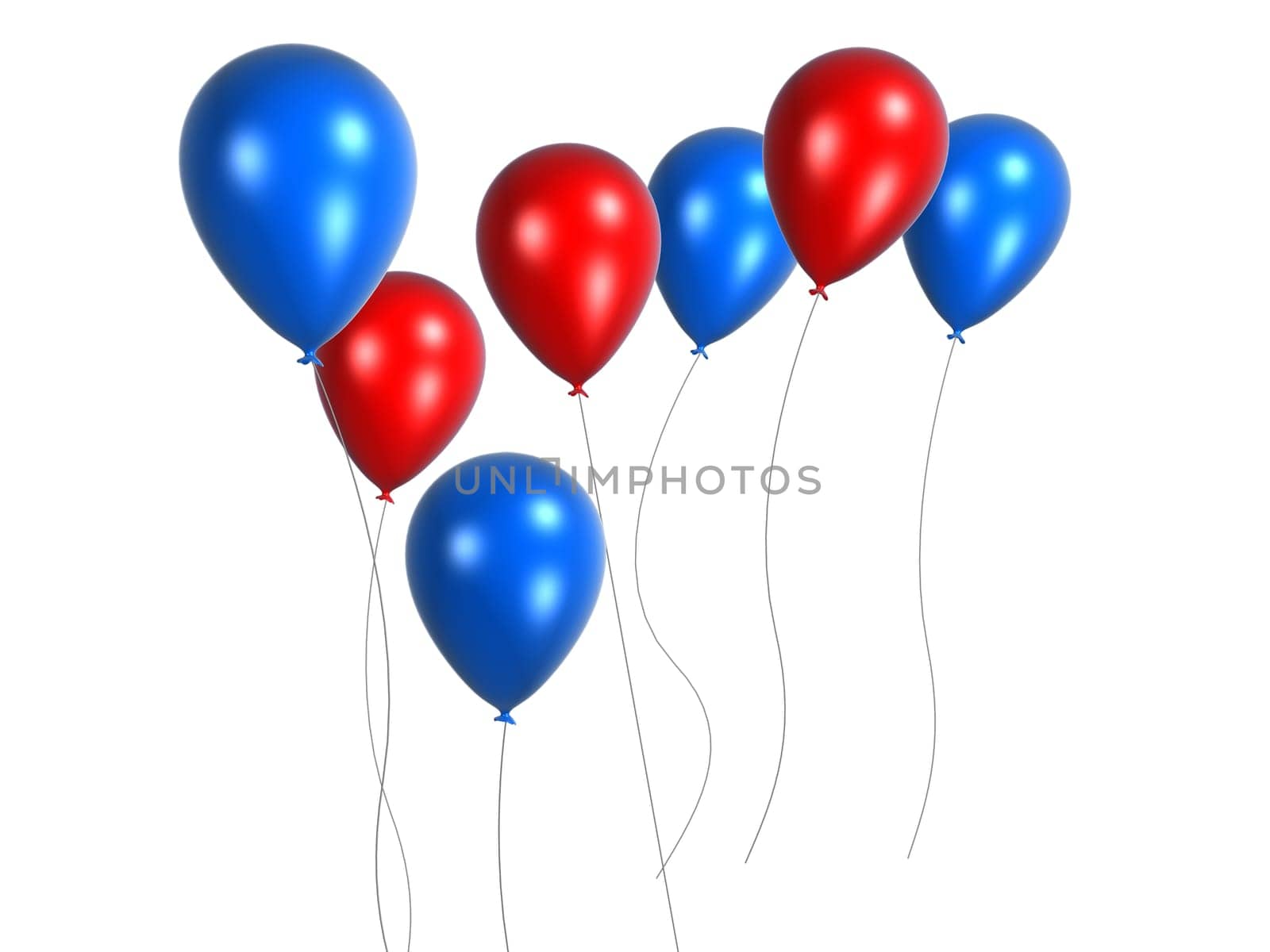 3d rendered illustration of red and blue balloons