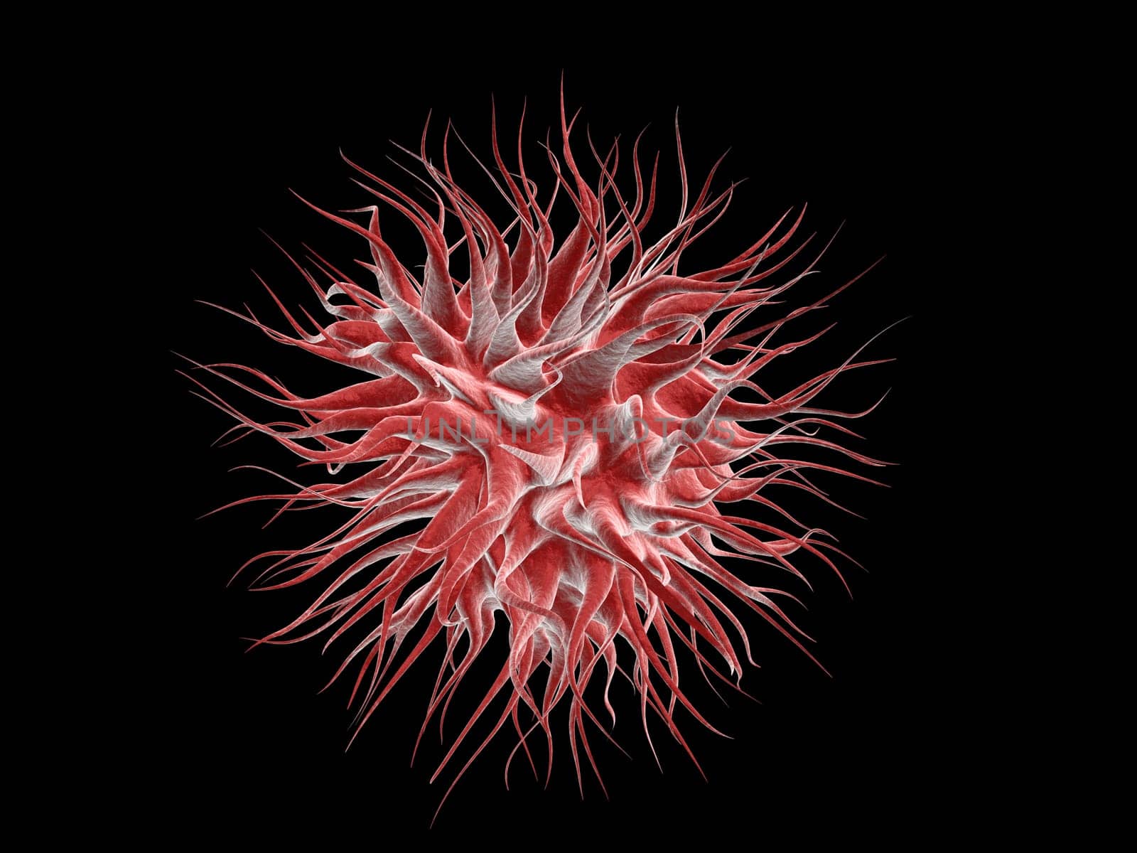 3d rendered close up of an isolated red virus