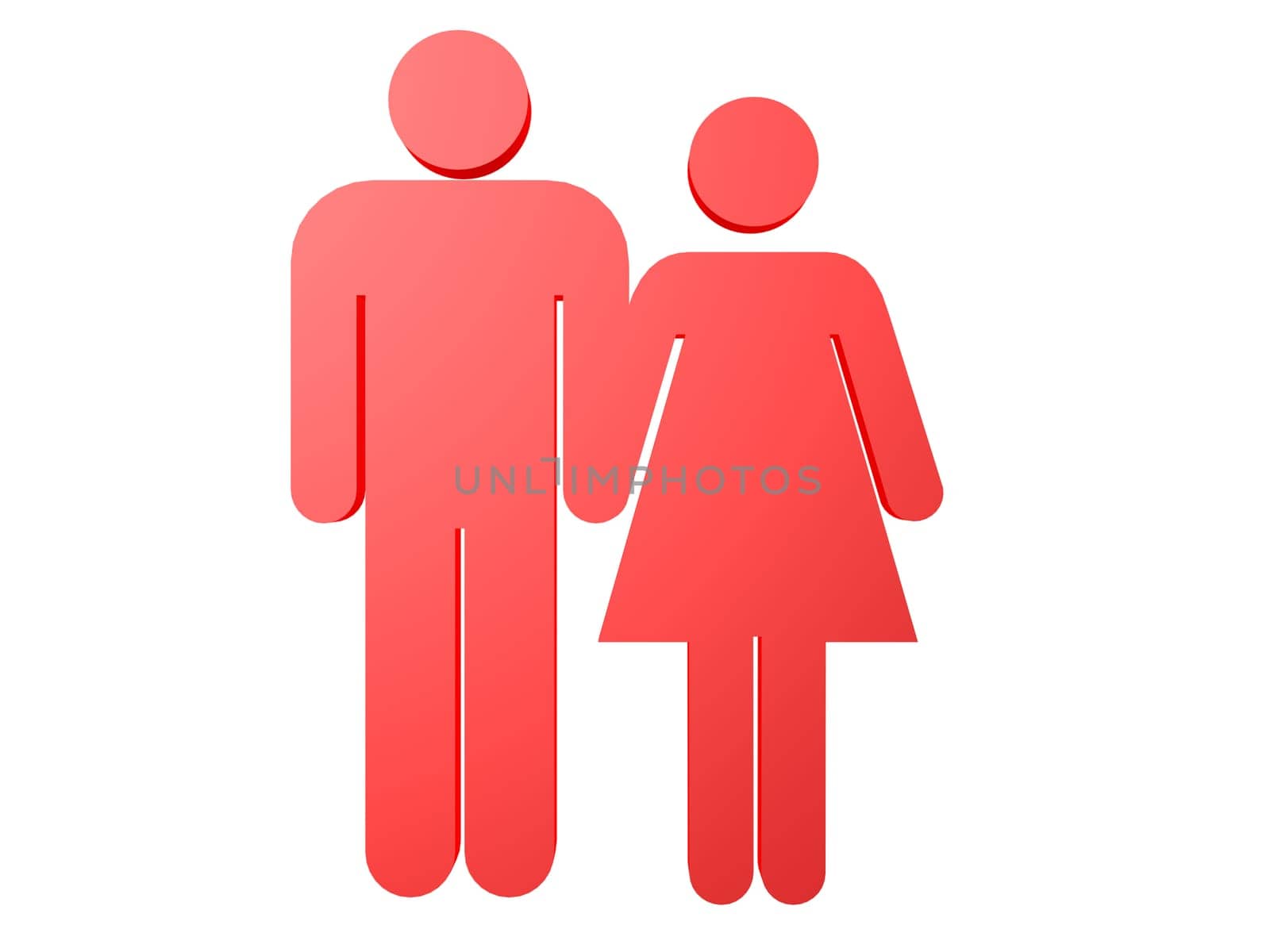 3d rendered illustration of a male and female sign