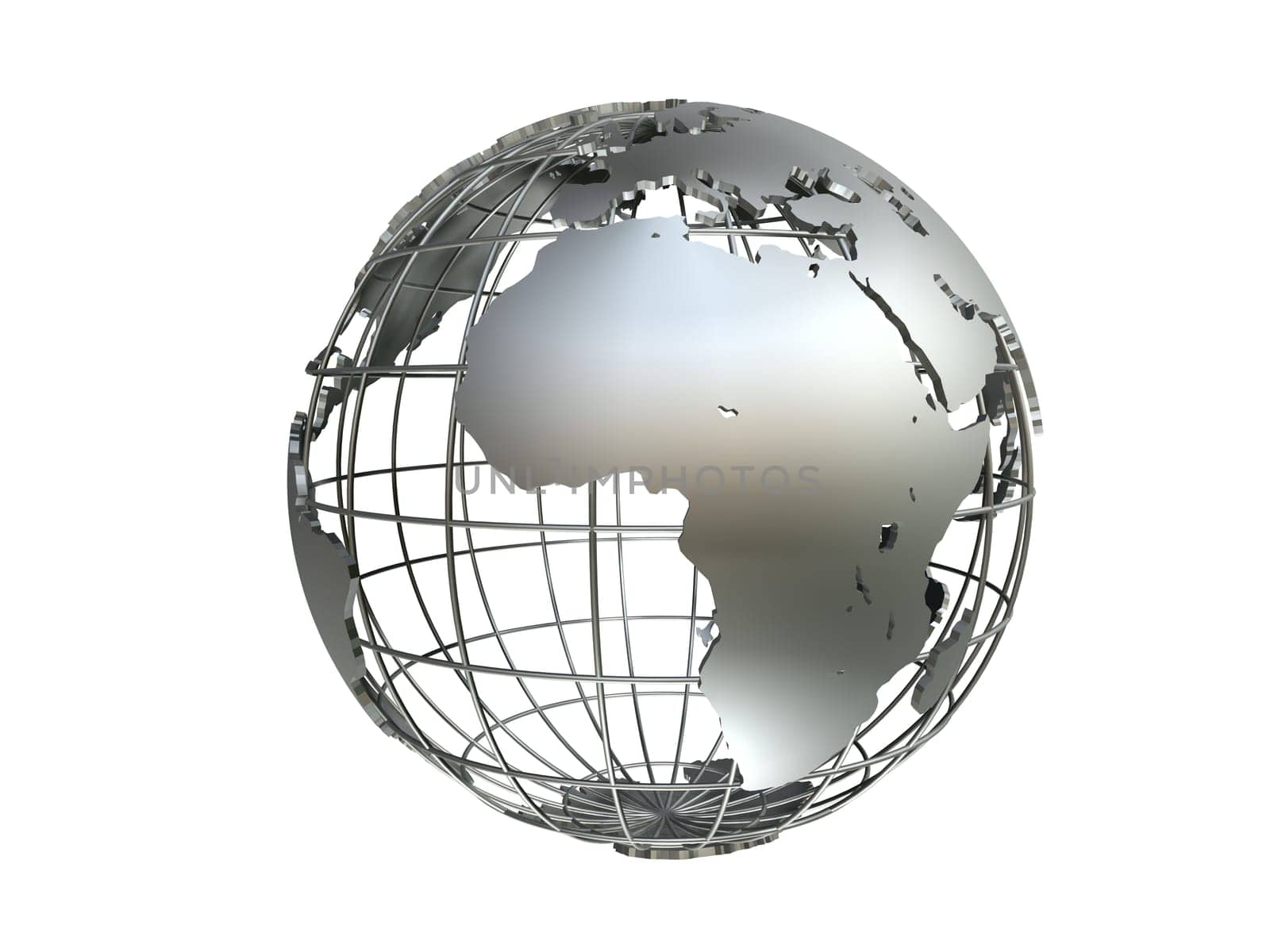 3d rendered illustration of a silver globe model