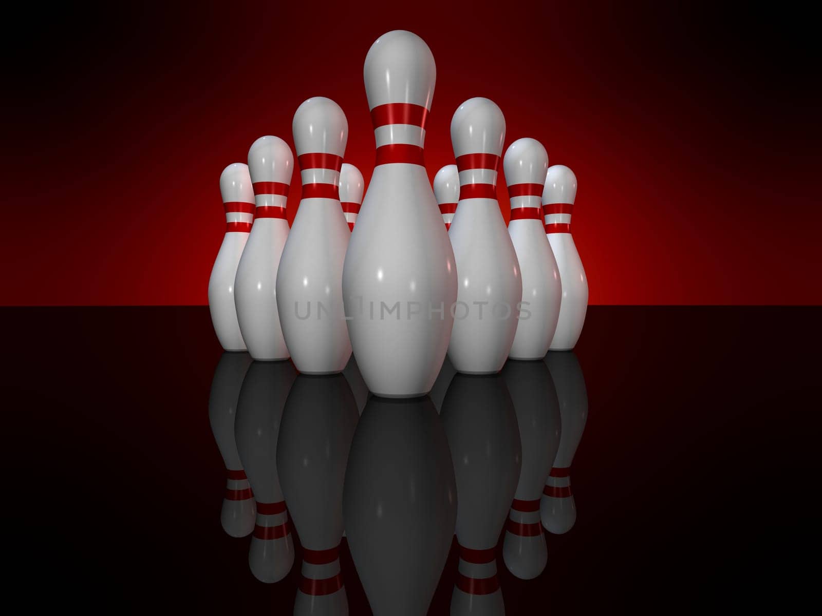 3d rendered illustration of some bowling pins