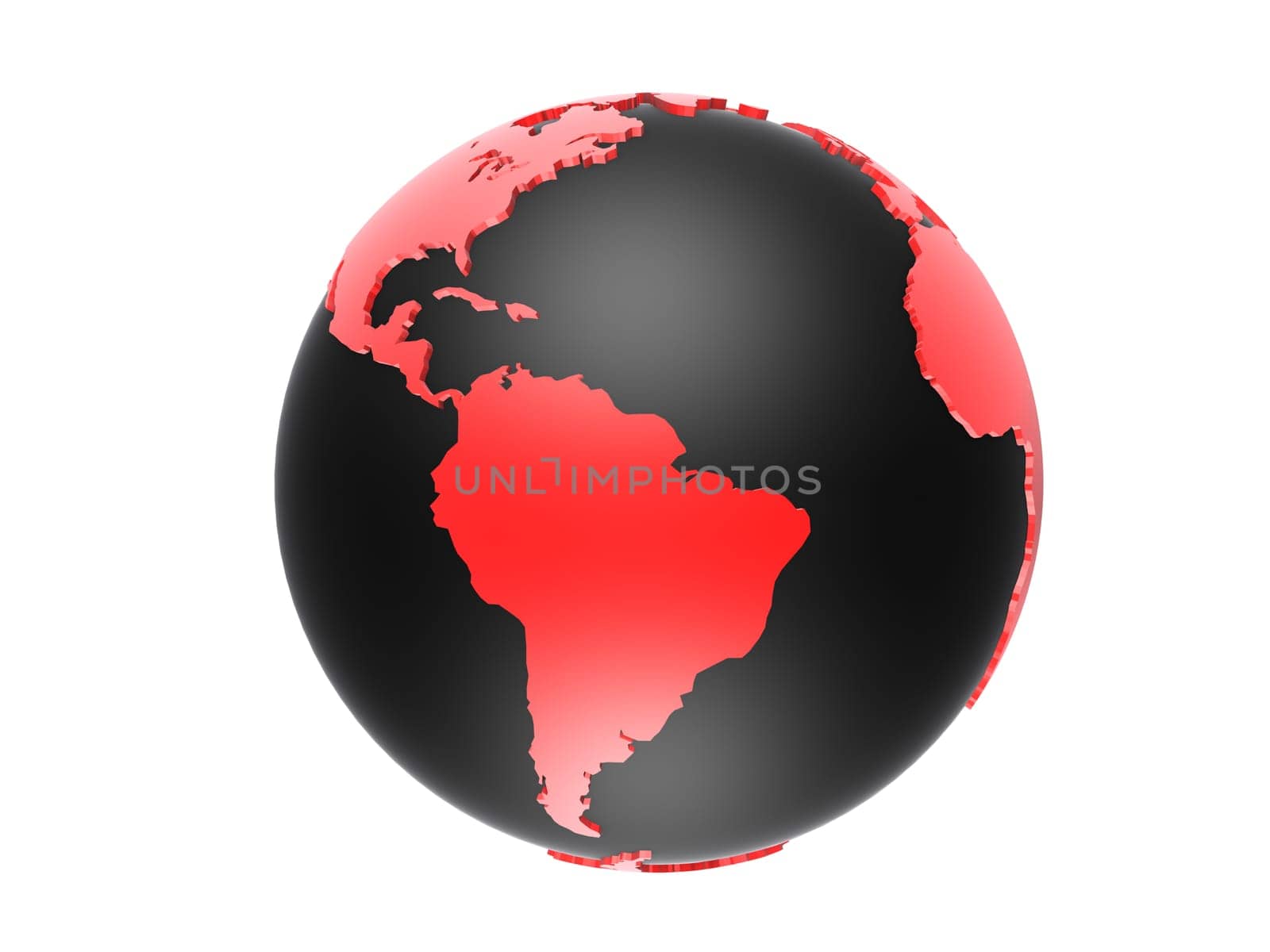 3drendered illustration of a red and black globe