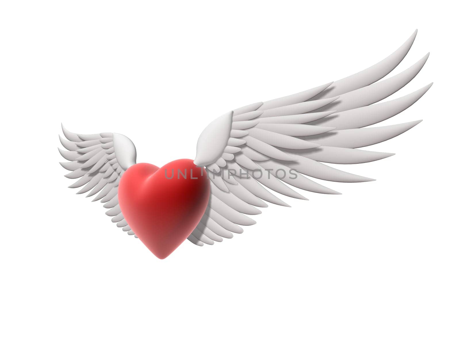 3d rendered illustration of a red heart with wings
