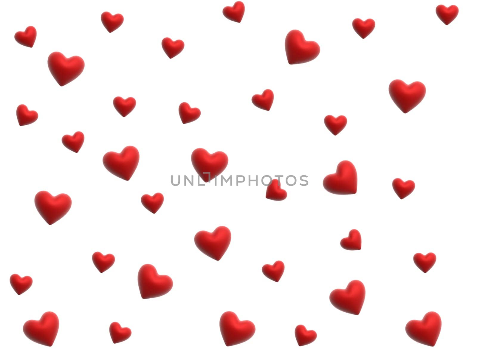 3d rendered illustration of many falling red hearts