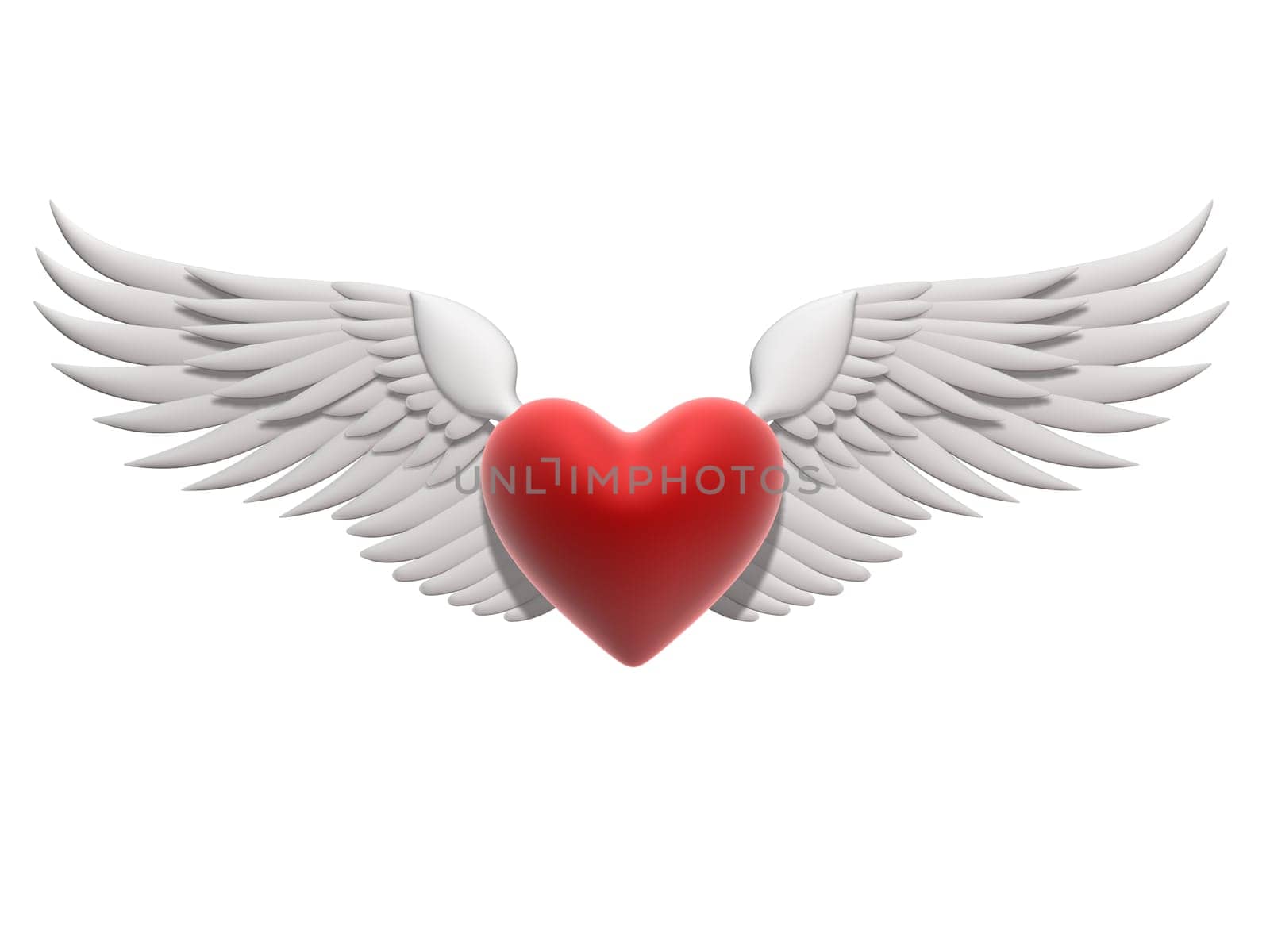 3d rendered illustration of a red heart with wings
