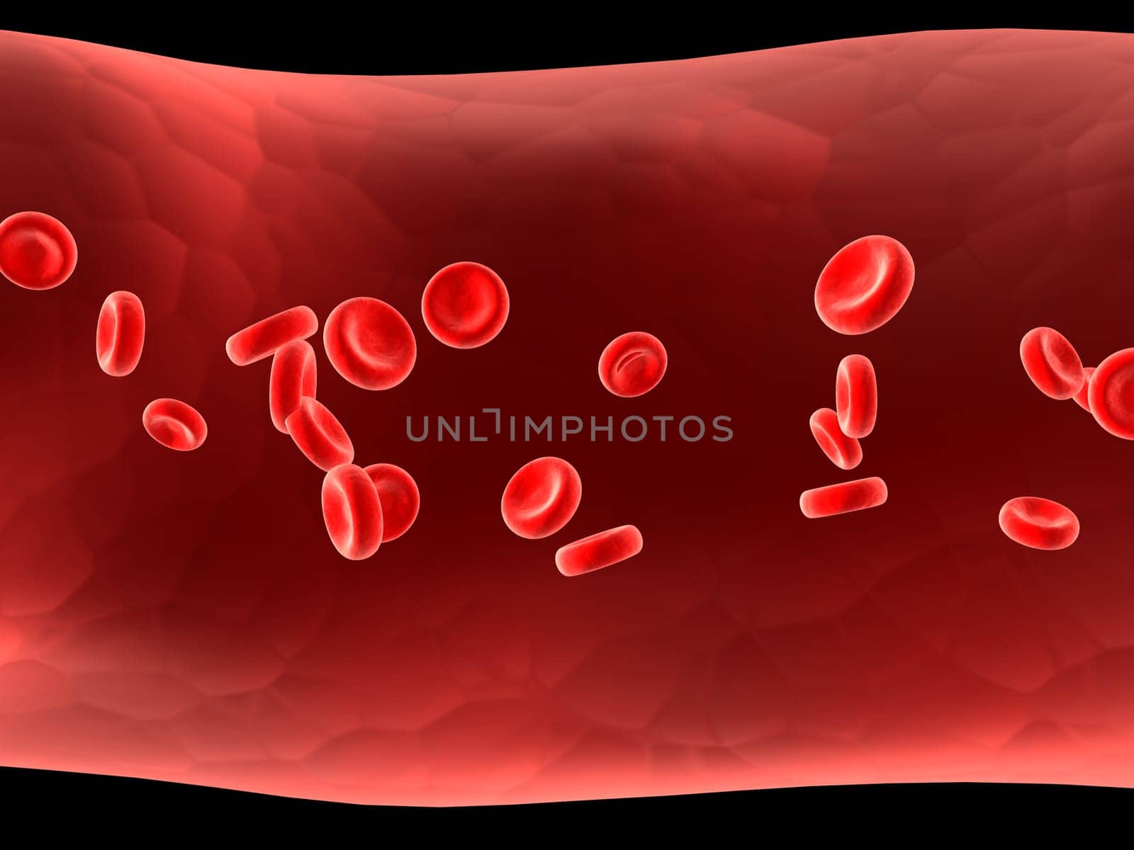3d rendered anatomy illustration of an artery with streaming blood