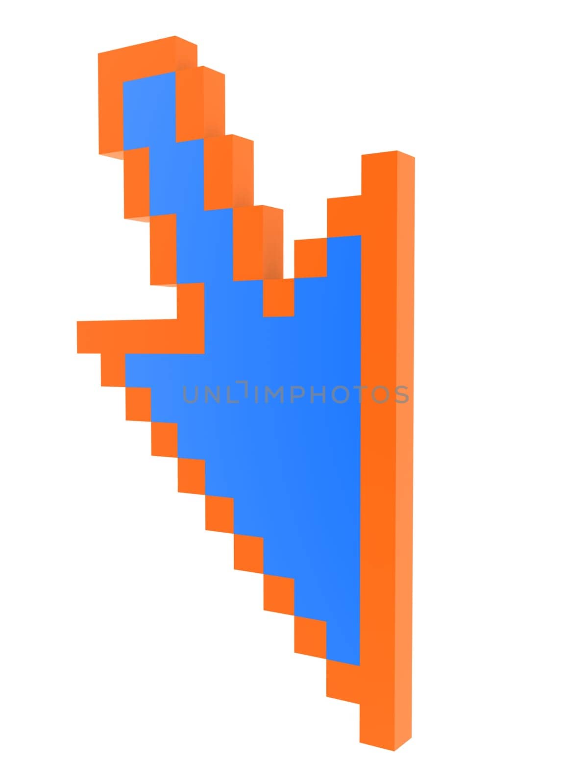 3d rendered illustration of an orange and blue  cursor