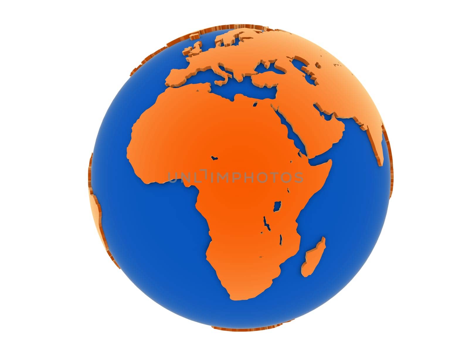 3d rendered illustration of a blue and orange globe