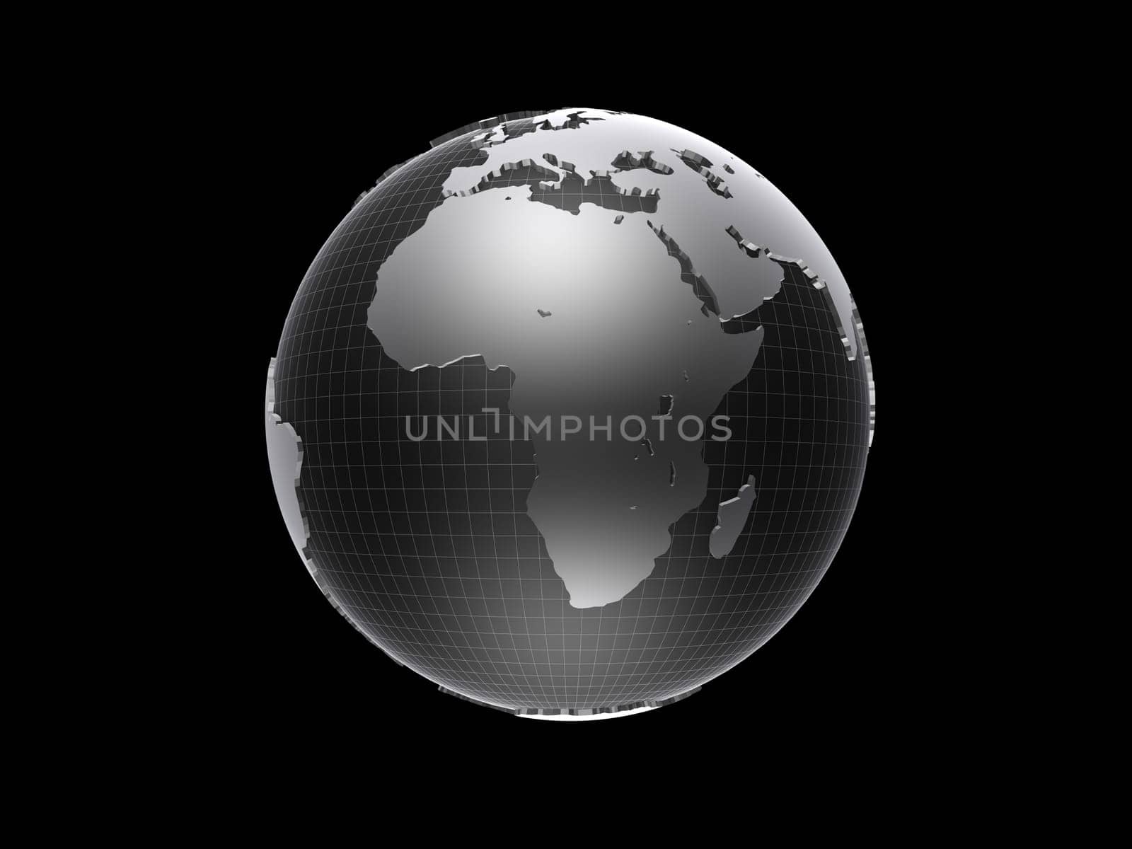 3d rendered illustration of a black and silver globe