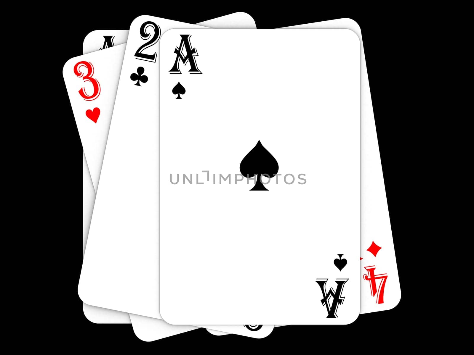 3d rendered illustration of some poker cards
