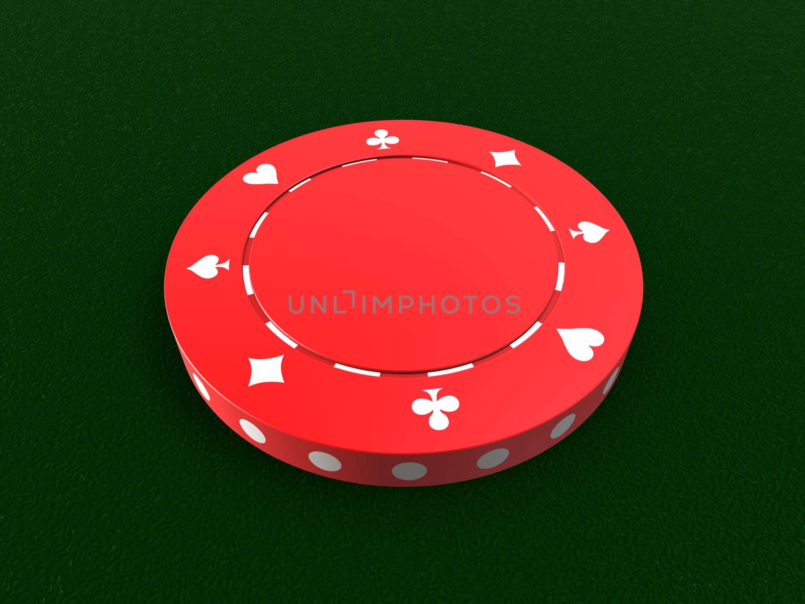 3d rendered illustration of one red jeton