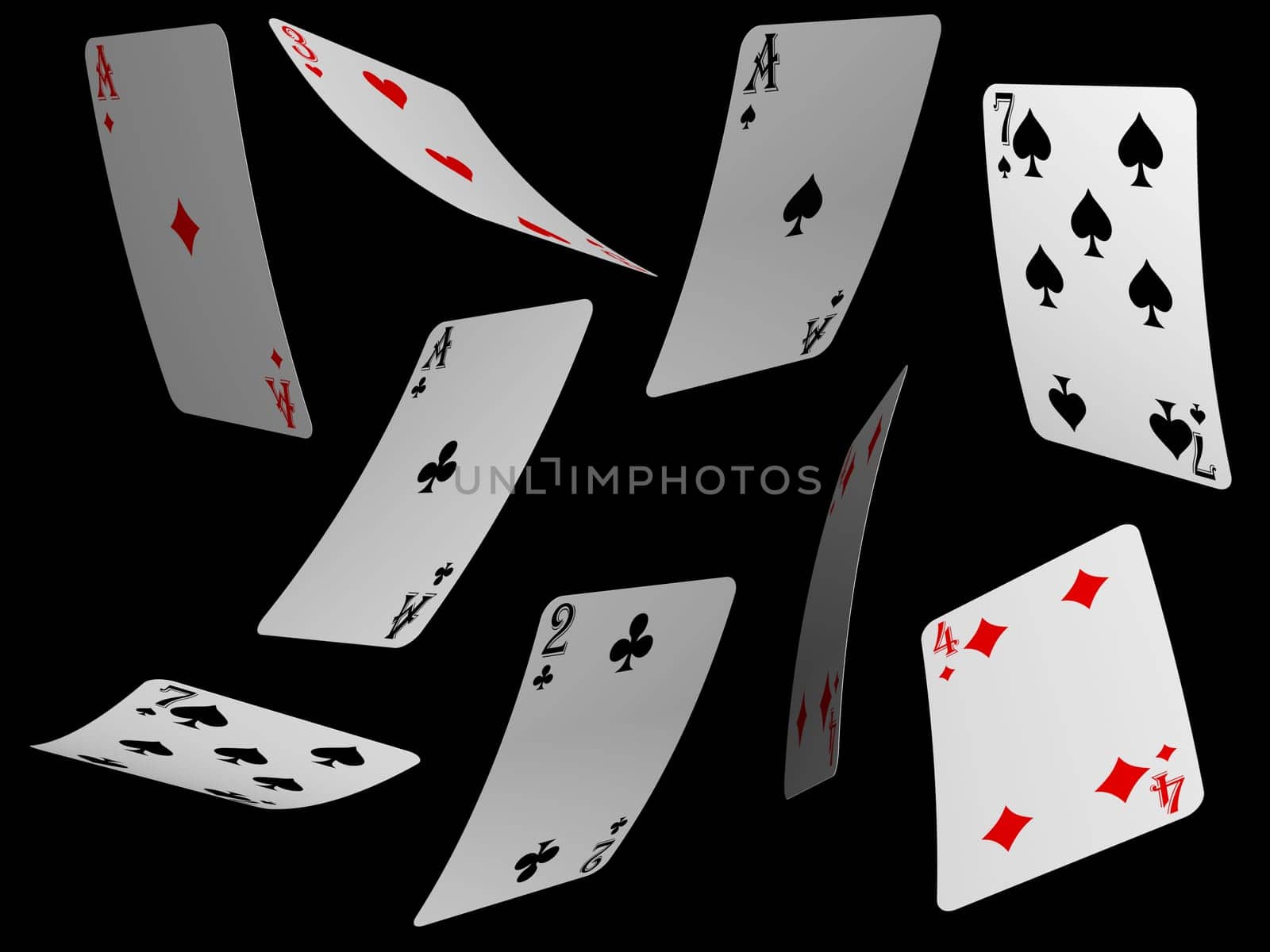 3d rendered illustration of some poker cards