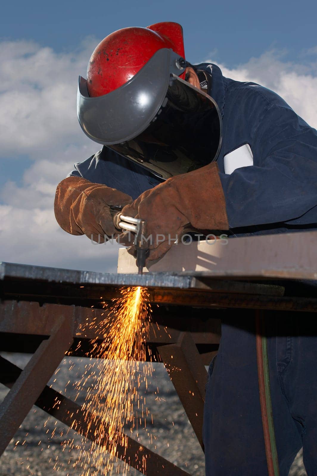 welder at shipyard working