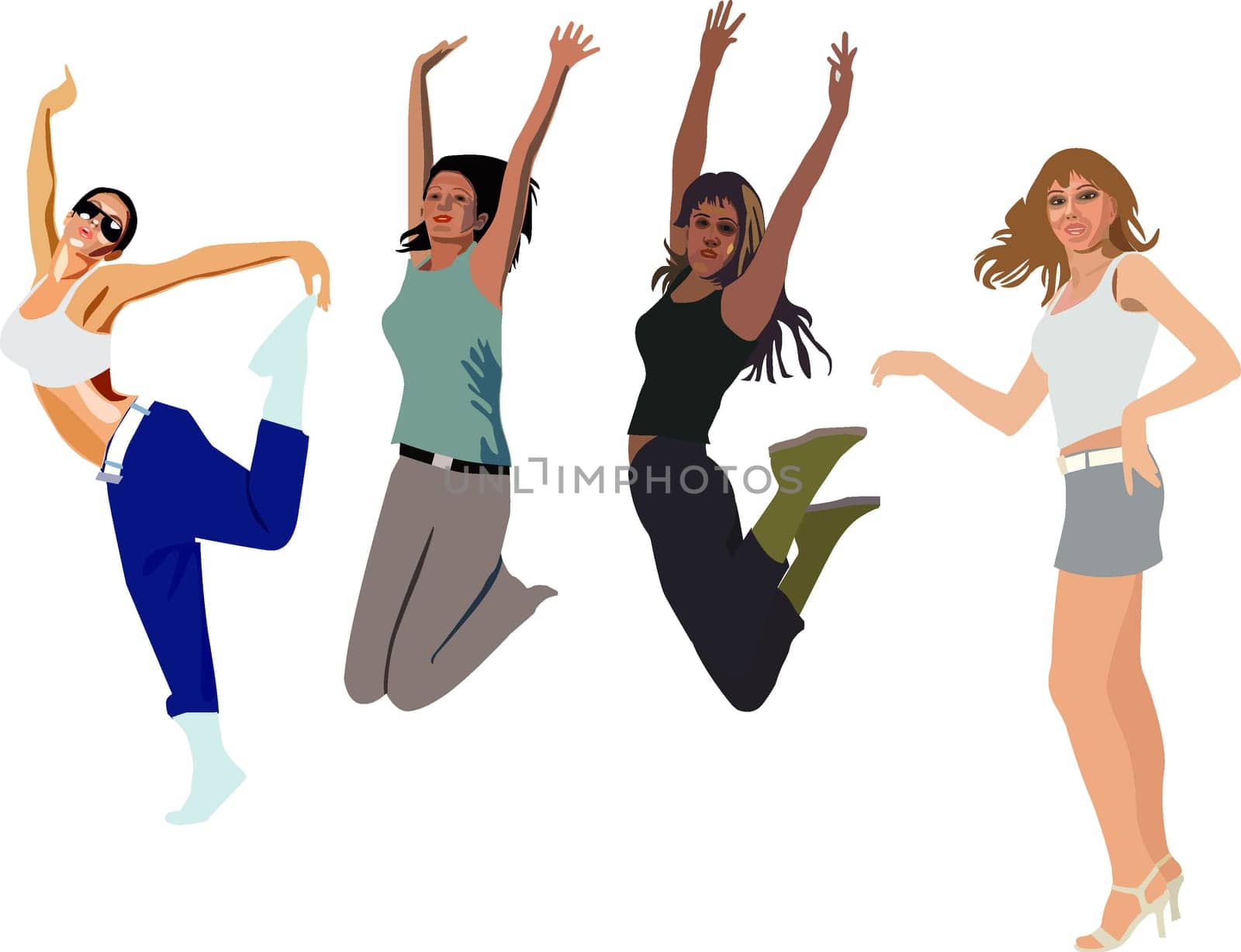 Happy Girls - vector ilusttration