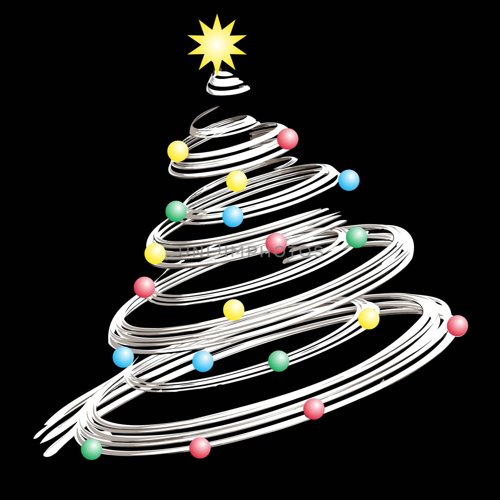 Metallic looking Christmas tree illustration