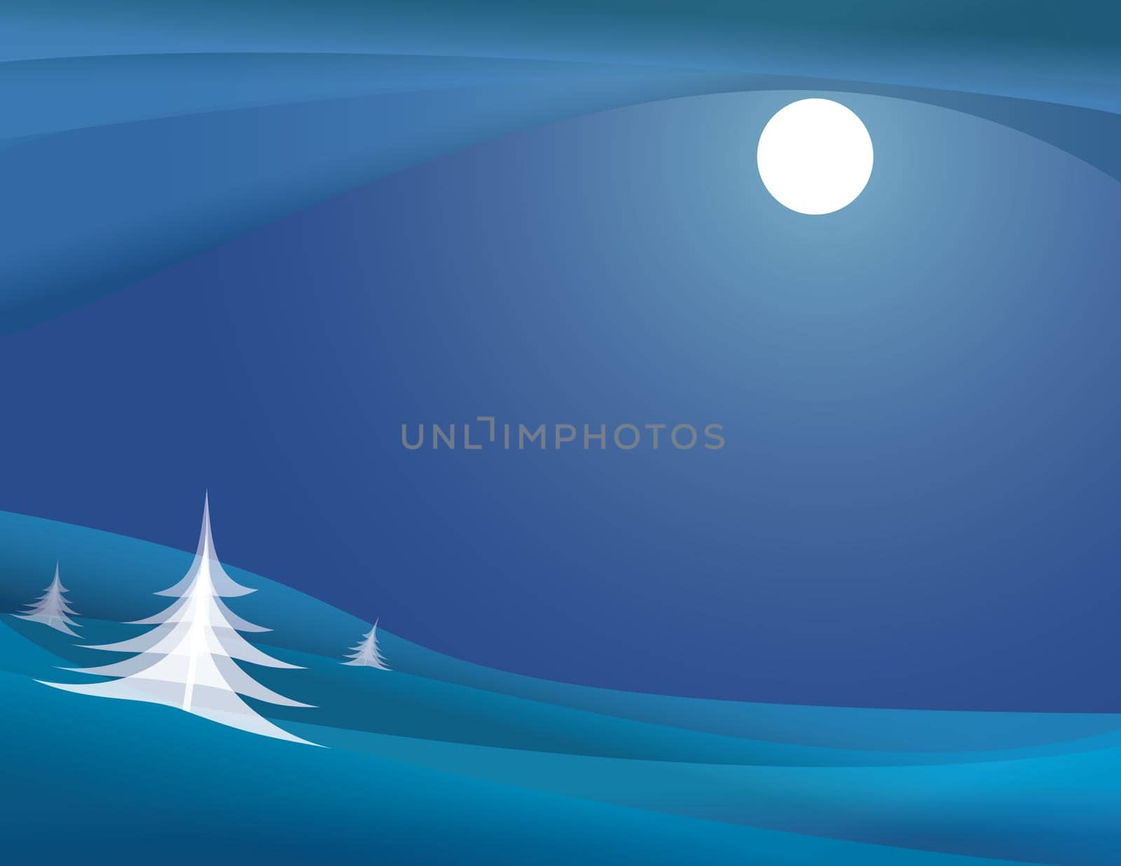 Illustration of a Moonlit Winter Night, vector format